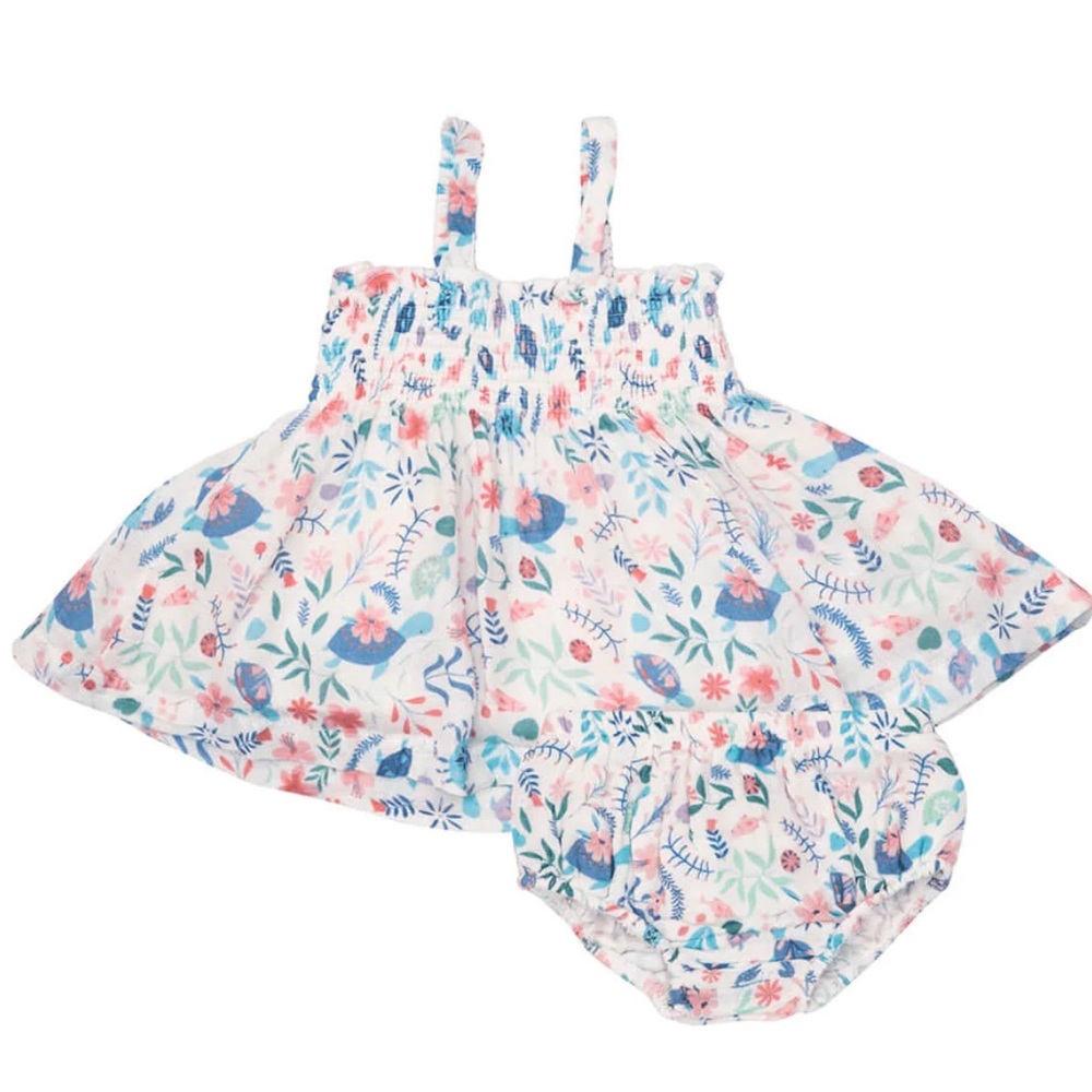 Angel Dear Sea Turtle Smocked Dress and Bloomers
